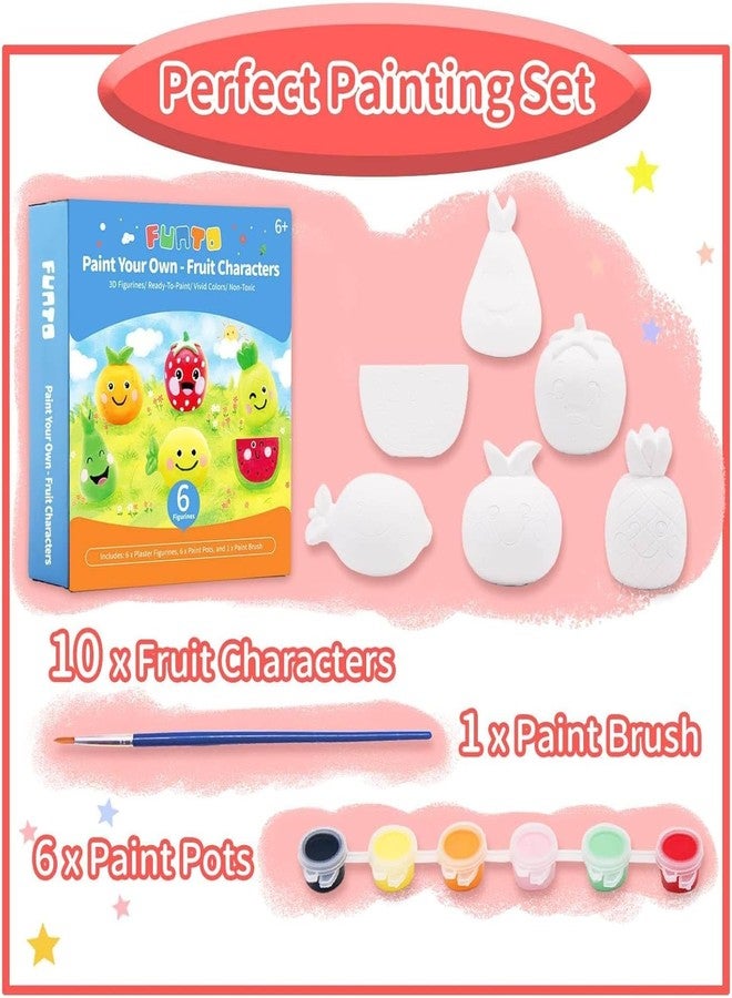 Funto Paint Your Own Fruits Painting Kit, 13 PCS Crafts Set for Kids, STEAM Project Creative Activity DIY Toys with 6 Figurines, 6 Paint Pots, 1 Brush - Image 2